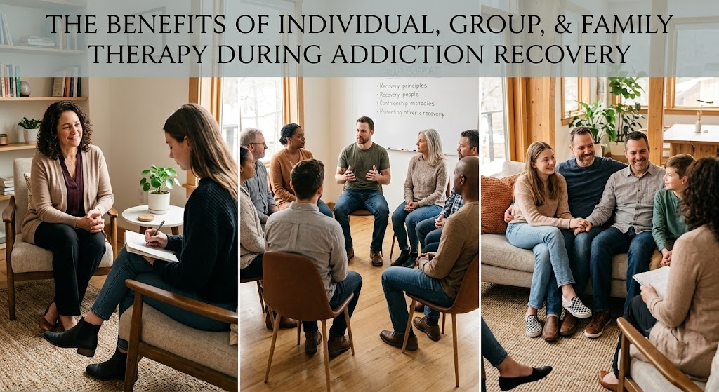 The Benefits of Individual, Group, and Family Therapy During Addiction Recovery